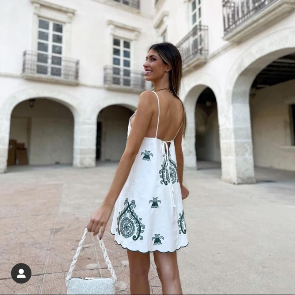 ZARA EMBROIDERED MINI DRESS SIZE SMALL - Picture 3 of 16